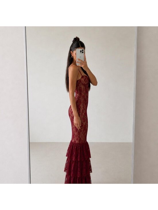 JLUXLABEL Dresses & Skirts - Jluxlabel Red Lace Corset Mermaid Gown Size S